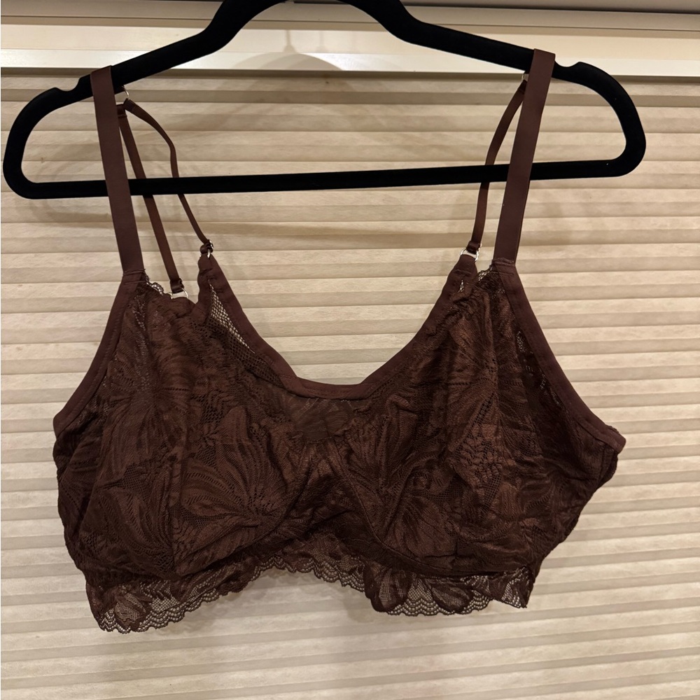 Aerie Brown Show Off Tropicool Lace Wireless Bralette